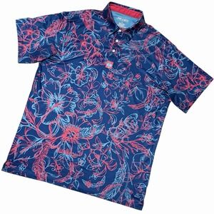 Pins & Aces Polo Shirt Men's 2XL Tropical Floral AOP Golf Performance Stretch